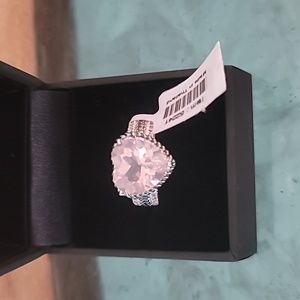 Rose Quartz & Diamond Ring NWT